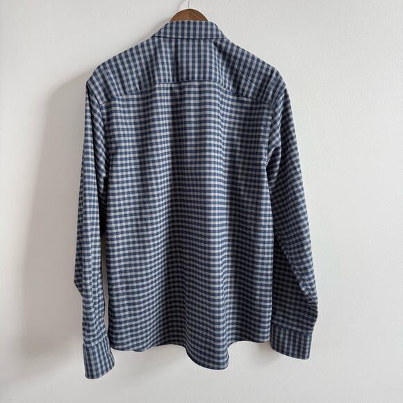UNTUCKit Mens Wrinkle-Free Performance Flannel Bergstrom Shirt Blue Grey Gingham - Picture 8 of 11